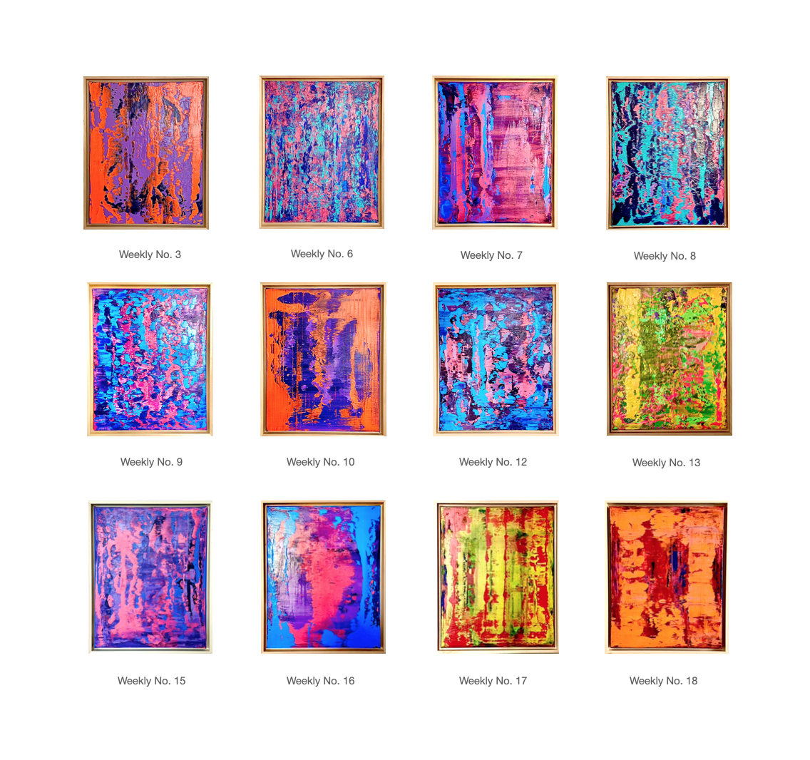Paul Olivier No. 1 bis 12 Acryl auf Leinwand (je 50 x 40 cm) gerahmt, seit 2025